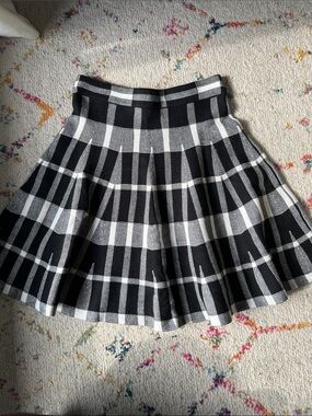 Forever 21 Black and White Plaid Circle Skirt
